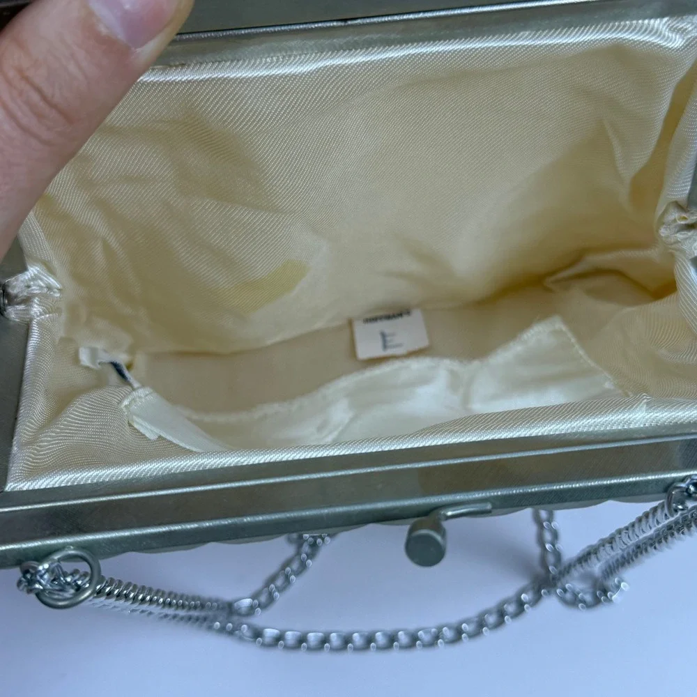 Fine Arts Bag Co Vintage Beaded Bridal Women Evening Clutch Cream Faux Pearl